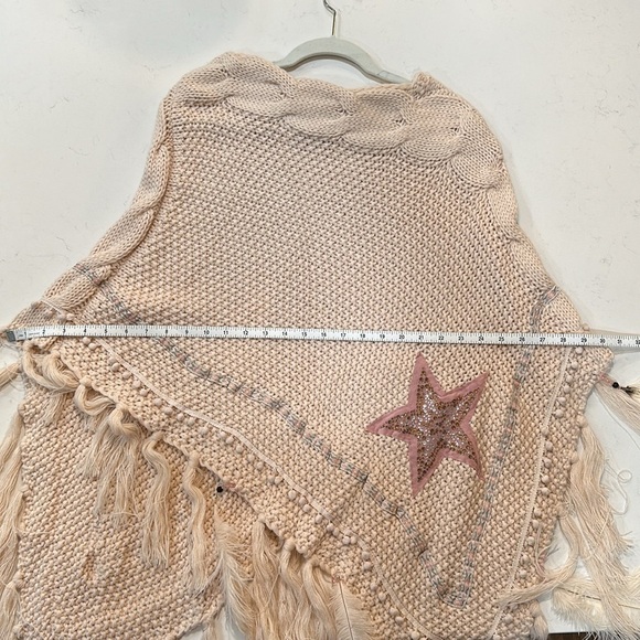 Soft Knit Poncho with Star Decor & Feather Tassels - Picture 10 of 14